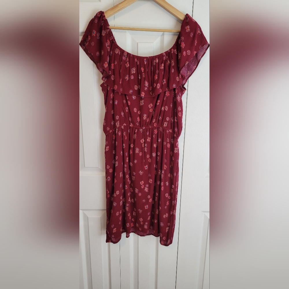 Loft Outlet sundress in merlot print Size M P2P 19" X 33" Long NWT - Picture 2 of 6